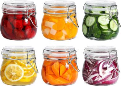 Airtight Glass Jars with Lids 17oz Small Food Storage Container Set of 6 - Airtight Canister with Clear Preserving Seal Wire Clip Fastening for K