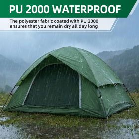 Tent for 2 Person, 4 Person, 6 Person - Waterproof Two Person Tents for Camping, Small Easy Up Tent for Family, Outdoor, Kids (Color: Green  2 Person)
