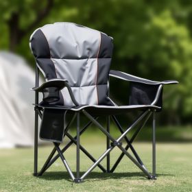 Oversized Camping Folding Chair Heavy Duty 500lbs Capacity, Cup Holder & Cooler Bag, Portable for Outdoor(Blue Gray/Black Gray) (Pack Size: 1 Pack)